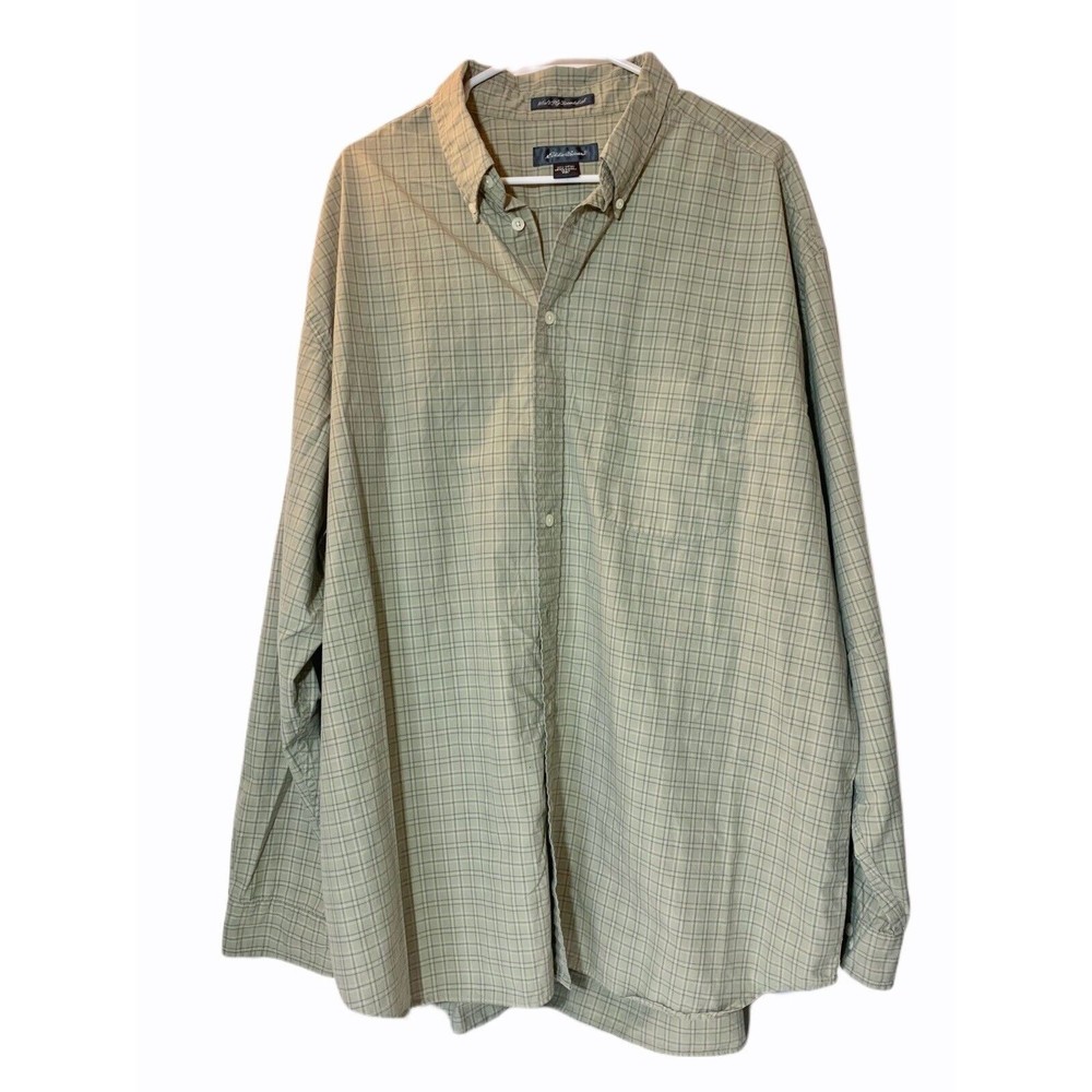 Eddie Bauer Men's Long Sleeve Olive Green Wrinkle Free Button Up Shirt Size XXL